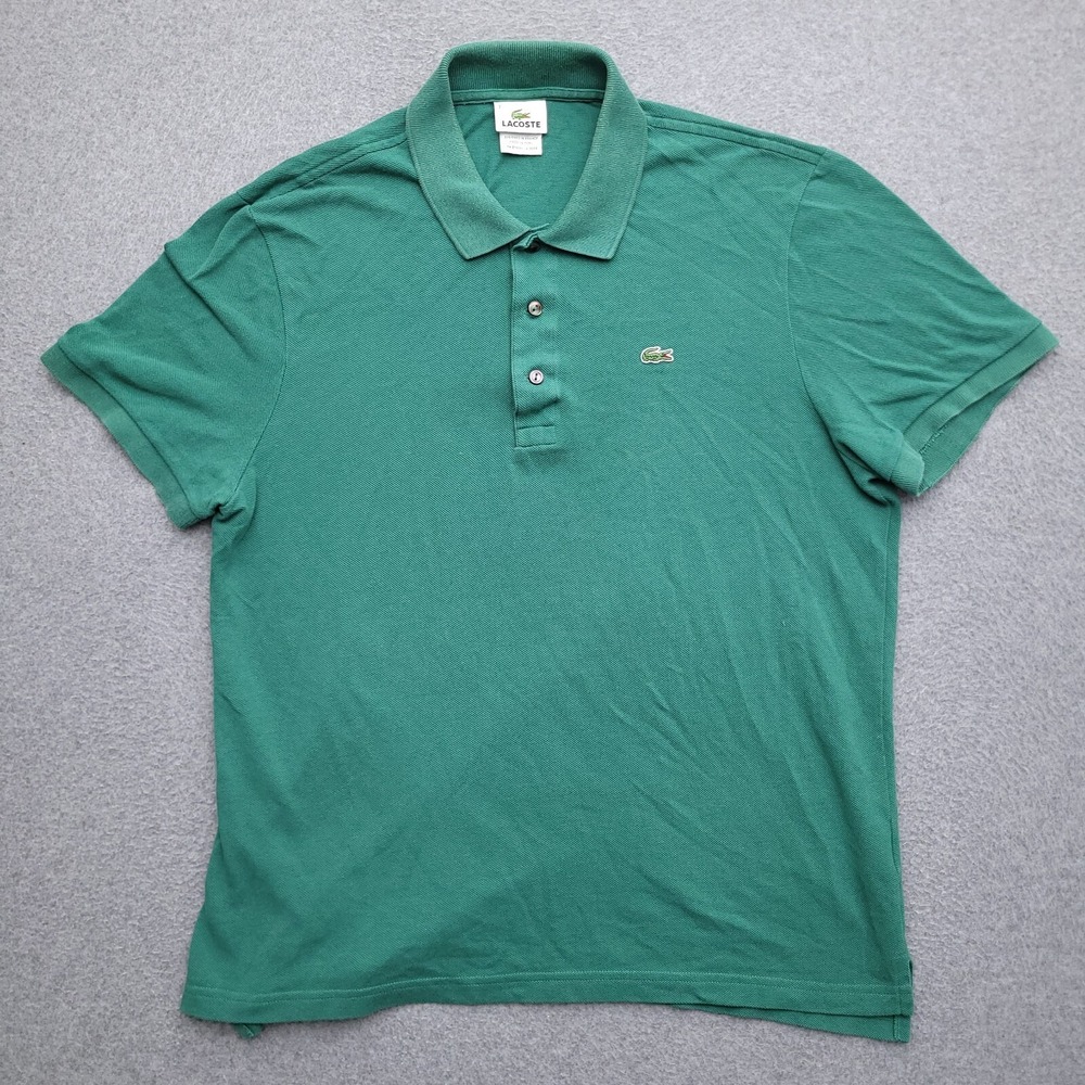 Lacoste Polo Shirt Mens XXL Green Pique Knit Size 7